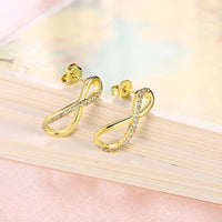 Infinity Pave Stud Earring in 18K Gold Plated