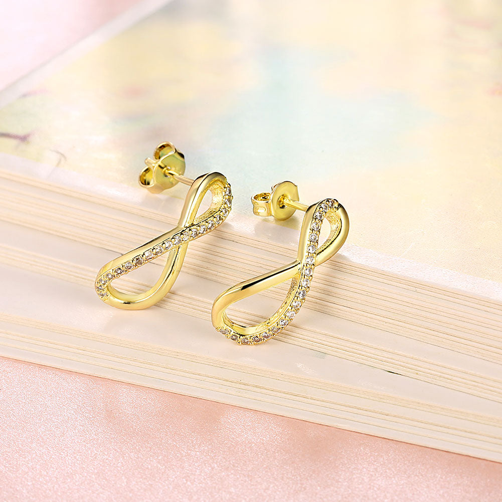 Infinity Pave Stud Earring in 18K Gold Plated
