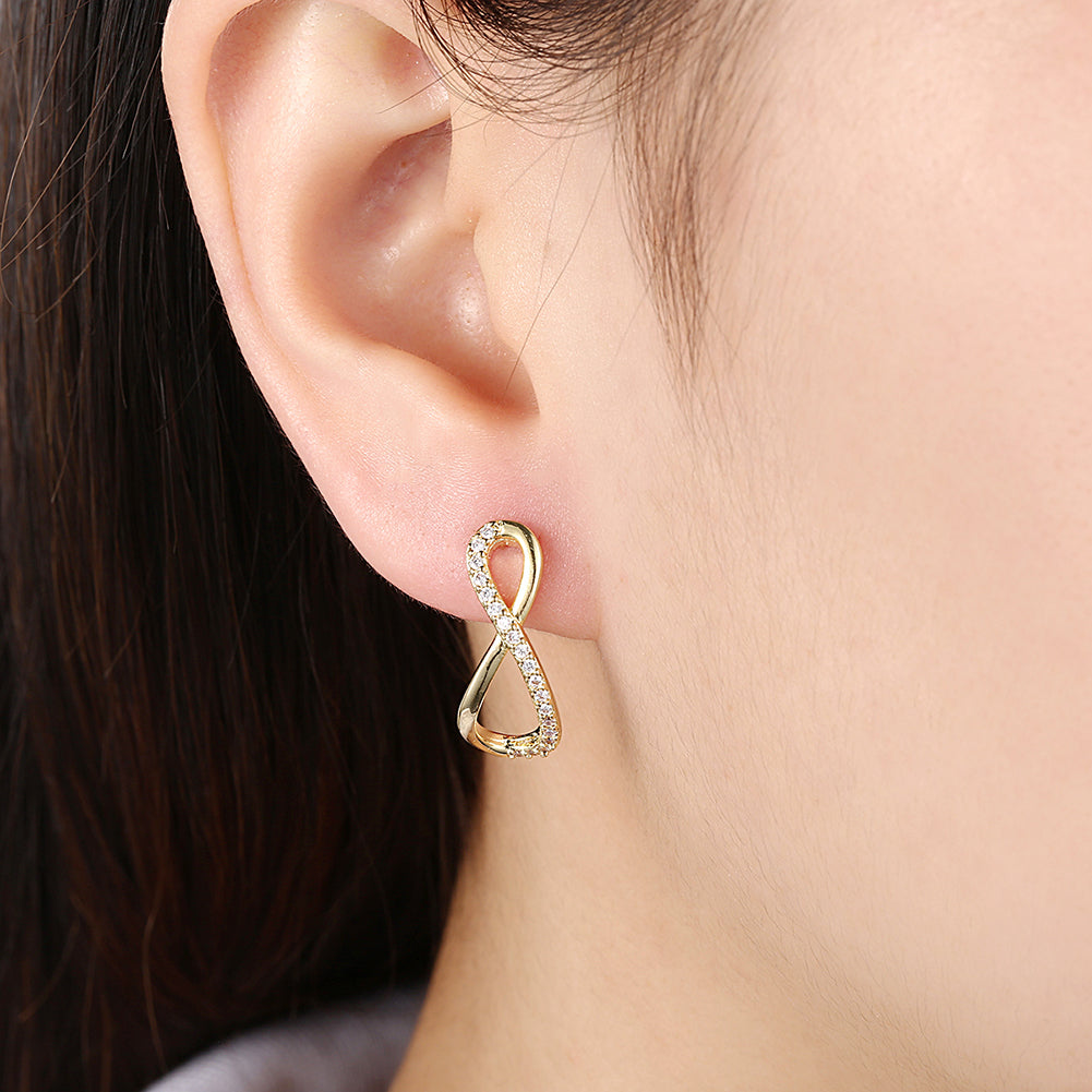 Infinity Pave Stud Earring in 18K Gold Plated