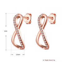 Infinity Pave Stud Earring in 18K Rose Gold Plated