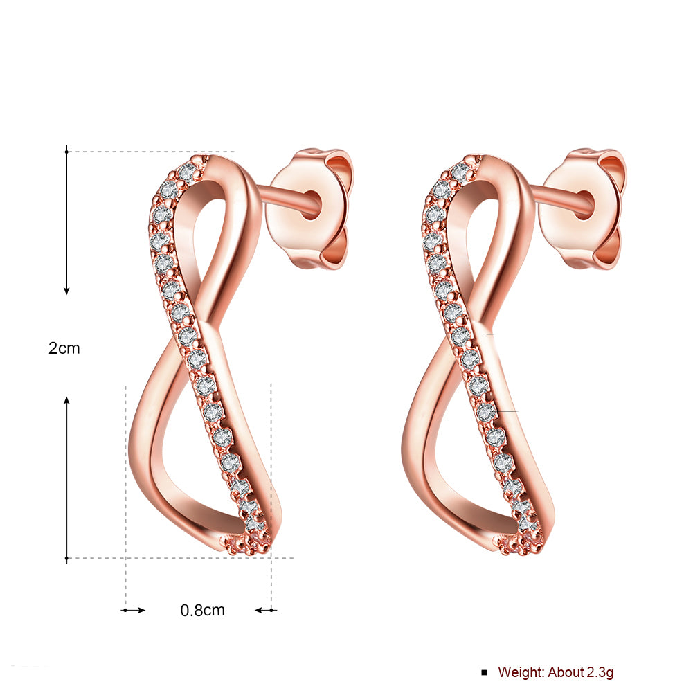 Infinity Pave Stud Earring in 18K Rose Gold Plated