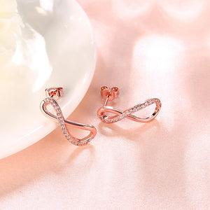 Infinity Pave Stud Earring in 18K Rose Gold Plated