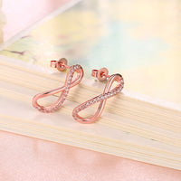Infinity Pave Stud Earring in 18K Rose Gold Plated