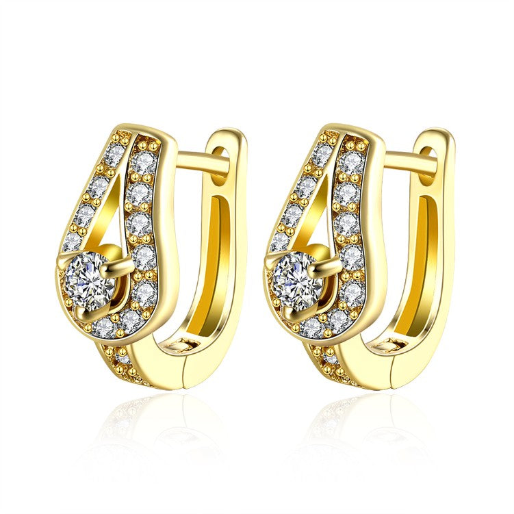 Golden NYC 18K Gold Plated Huggies Earring-Mini Pave Stones - Golden NYC Jewelry