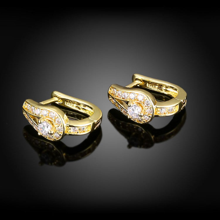 Golden NYC 18K Gold Plated Huggies Earring-Mini Pave Stones - Golden NYC Jewelry