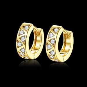 Golden NYC 18K Gold Plated Triangle Design Stones Earring - Golden NYC Jewelry