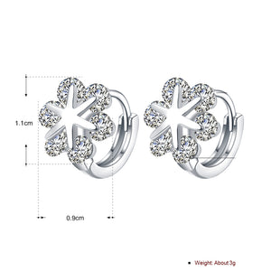 2.00 Ct Swarovski Crystal Flower Huggie Earring in 18K White Gold Plated, Earring, Golden NYC Jewelry, Golden NYC Jewelry  jewelryjewelry deals, swarovski crystal jewelry, groupon jewelry,, jewelry for mom,