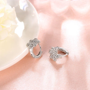 18K White Gold Plated Snow Flake Swarovski Huggie Earrings, Earring, Golden NYC Jewelry, Golden NYC Jewelry  jewelryjewelry deals, swarovski crystal jewelry, groupon jewelry,, jewelry for mom,