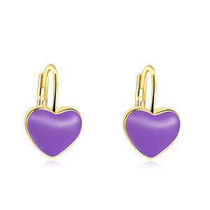 Purple Heart Leverback Earring in 18K Gold Plated