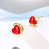 Red Heart Leverback Earring in 18K Gold Plated