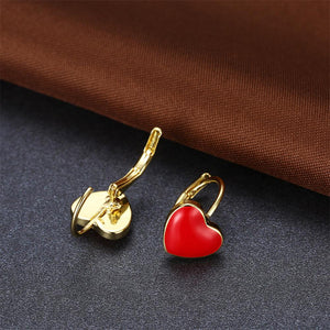 Red Heart Leverback Earring in 18K Gold Plated