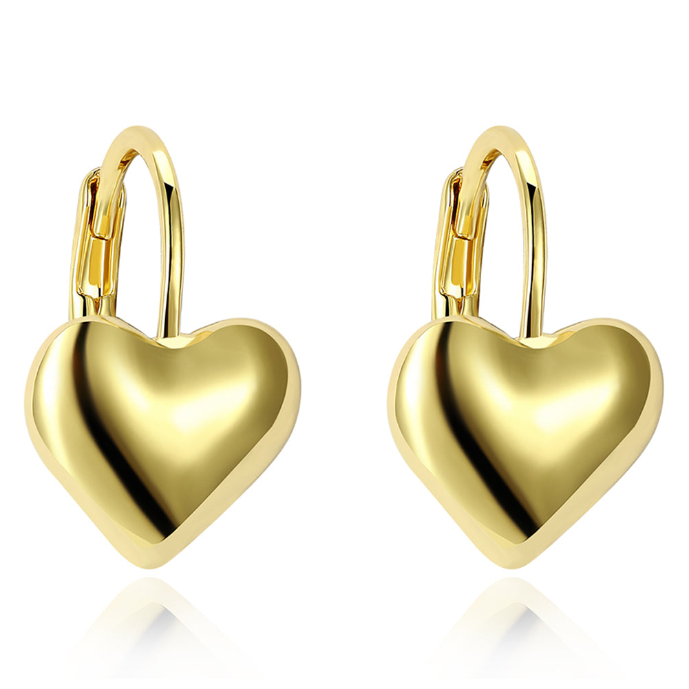 18K Gold Plated Classic Heart Huggie Earrings