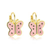 Pink Butterfly Leverback Earring in 18K Gold Plated