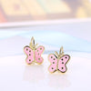 Pink Butterfly Leverback Earring in 18K Gold Plated