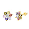 Rainbow Flower Stud Earring in 18K Gold Plated