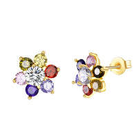 Rainbow Flower Stud Earring in 18K Gold Plated