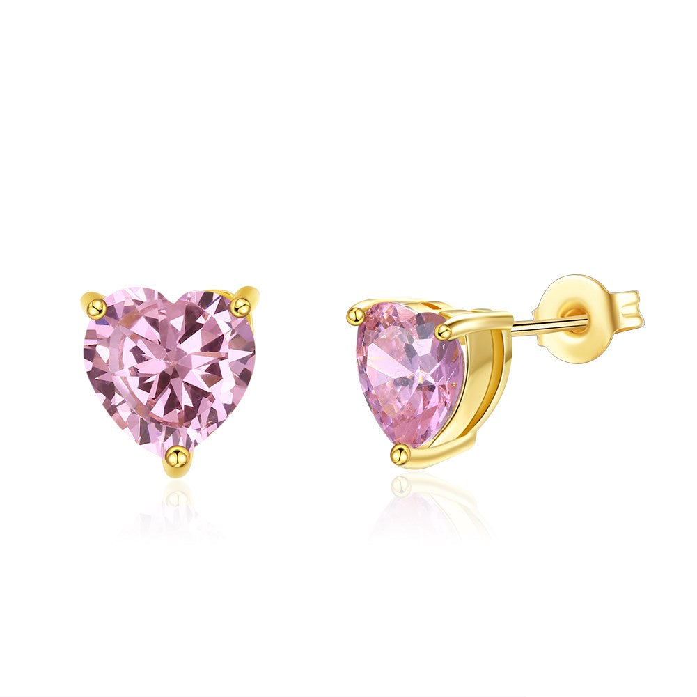 Pink Topaz 1.00 Ct Swarovski Crystal Stud Earring in 18K Gold Plated