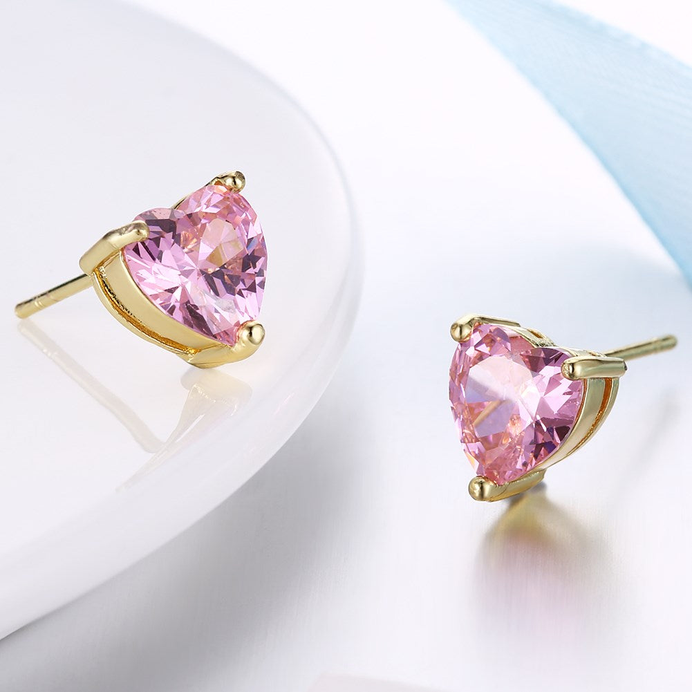 Pink Topaz 1.00 Ct Swarovski Crystal Stud Earring in 18K Gold Plated