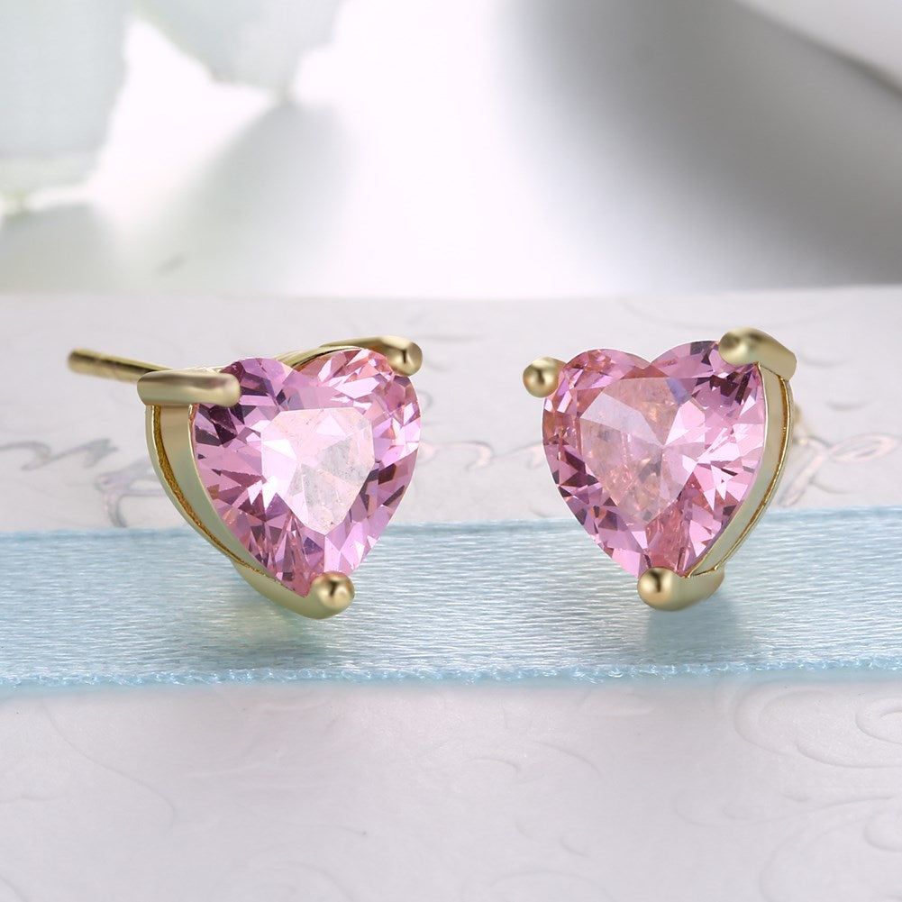 Pink Topaz 1.00 Ct Swarovski Crystal Stud Earring in 18K Gold Plated