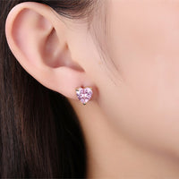 Pink Topaz 1.00 Ct Swarovski Crystal Stud Earring in 18K Gold Plated