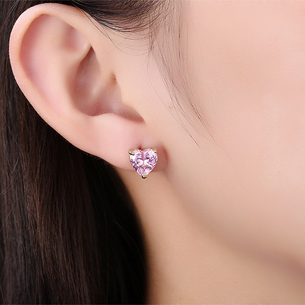 Pink Topaz 1.00 Ct Swarovski Crystal Stud Earring in 18K Gold Plated