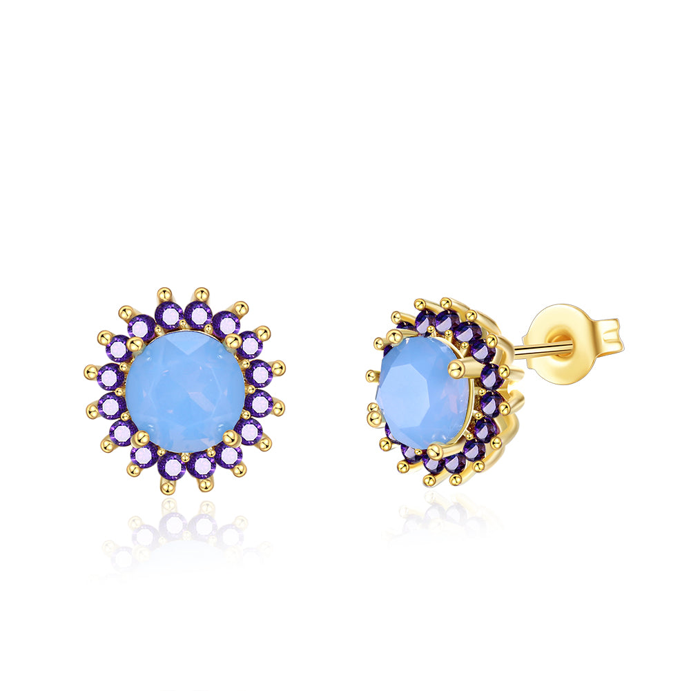 Oceanic Opal Blossoming Stud Earrings in 14K Gold