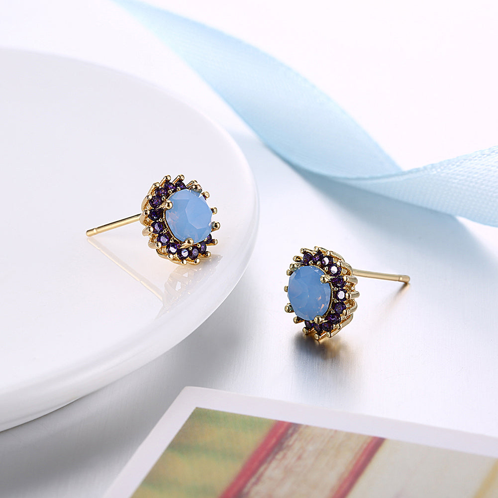 Oceanic Opal Blossoming Stud Earrings in 14K Gold