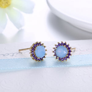 Oceanic Opal Blossoming Stud Earrings in 14K Gold