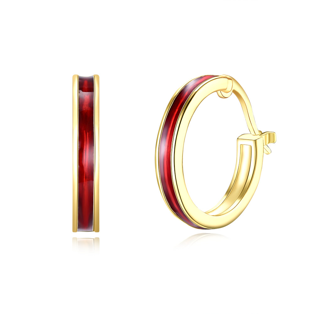 Red Lining Hoop Earring in 18K Gold Plated