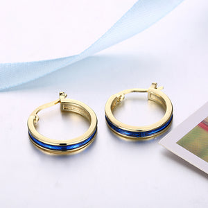 Blue Enamel Linin Classical Hoops in 14K Gold, Earring, Golden NYC Jewelry, Golden NYC Jewelry  jewelryjewelry deals, swarovski crystal jewelry, groupon jewelry,, jewelry for mom,