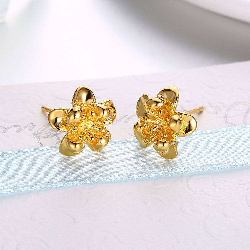 Flower Drop Stud Earring in 18K Gold Plated