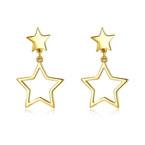 Double Star Stud Earring in 18K Gold Plated