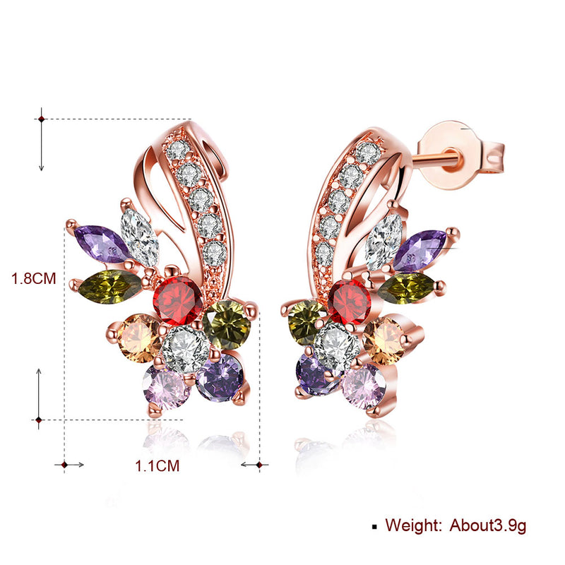 Rainbow Mona Lisa Stud Earring in 18K Rose Gold Plated