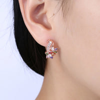 Rainbow Mona Lisa Stud Earring in 18K Rose Gold Plated