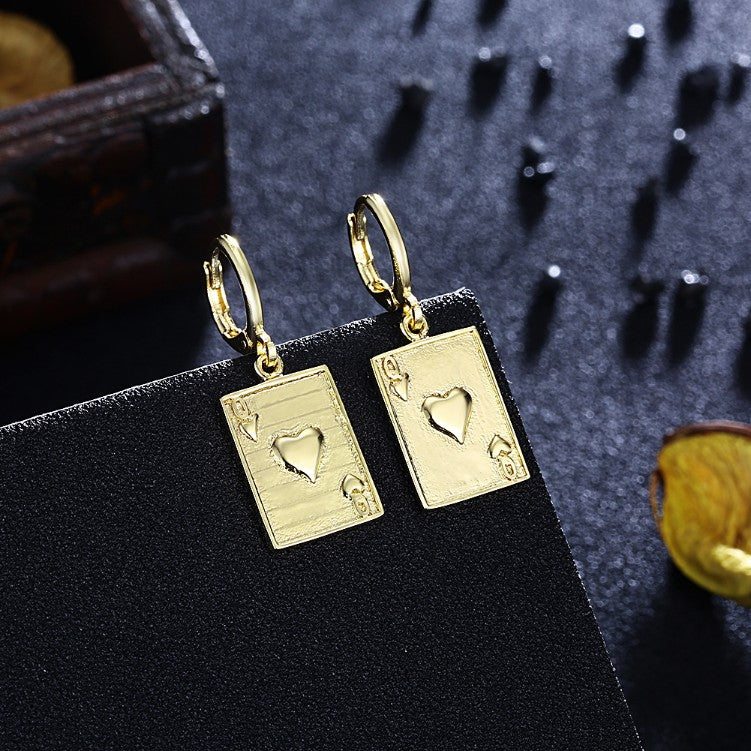 Queen of Hearts Drop Earrings, Gold Collection, Earring, Gold, Golden NYC Jewelry, Golden NYC Jewelry fashion jewelry, cheap jewelry, jewelry for mom, 