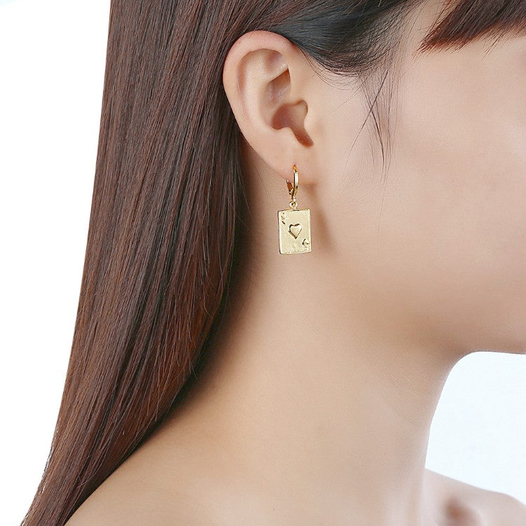 Queen of Hearts Drop Earrings, Gold Collection, Earring, Gold, Golden NYC Jewelry, Golden NYC Jewelry fashion jewelry, cheap jewelry, jewelry for mom, 