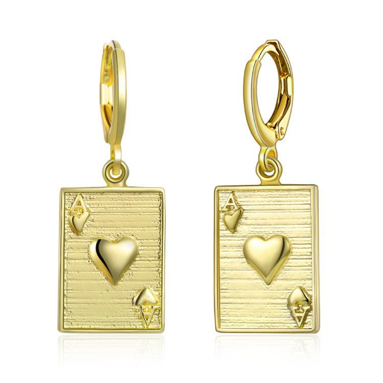 Ace of Hearts Drop Earrings, Gold Collection, Earring, Gold, Golden NYC Jewelry, Golden NYC Jewelry  jewelryjewelry deals, swarovski crystal jewelry, groupon jewelry,, jewelry for mom, 