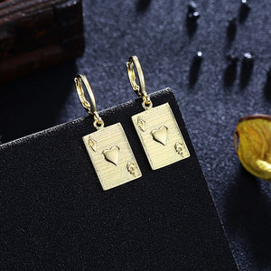 Ace of Hearts Drop Earrings, Gold Collection, Earring, Gold, Golden NYC Jewelry, Golden NYC Jewelry  jewelryjewelry deals, swarovski crystal jewelry, groupon jewelry,, jewelry for mom, 