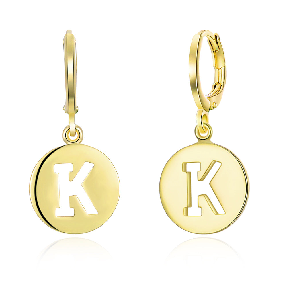 Letter K Drop Earring in 18K Gold Plated