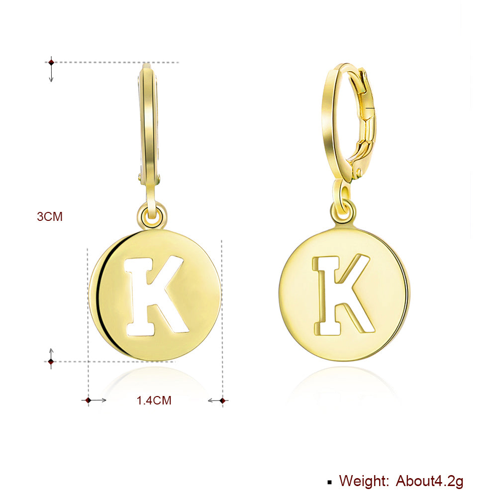 Letter K Drop Earring in 18K Gold Plated