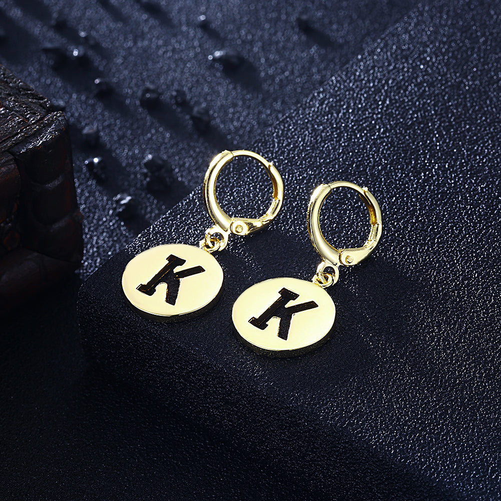 Letter K Drop Earring in 18K Gold Plated