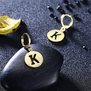 Letter K Drop Earring in 18K Gold Plated