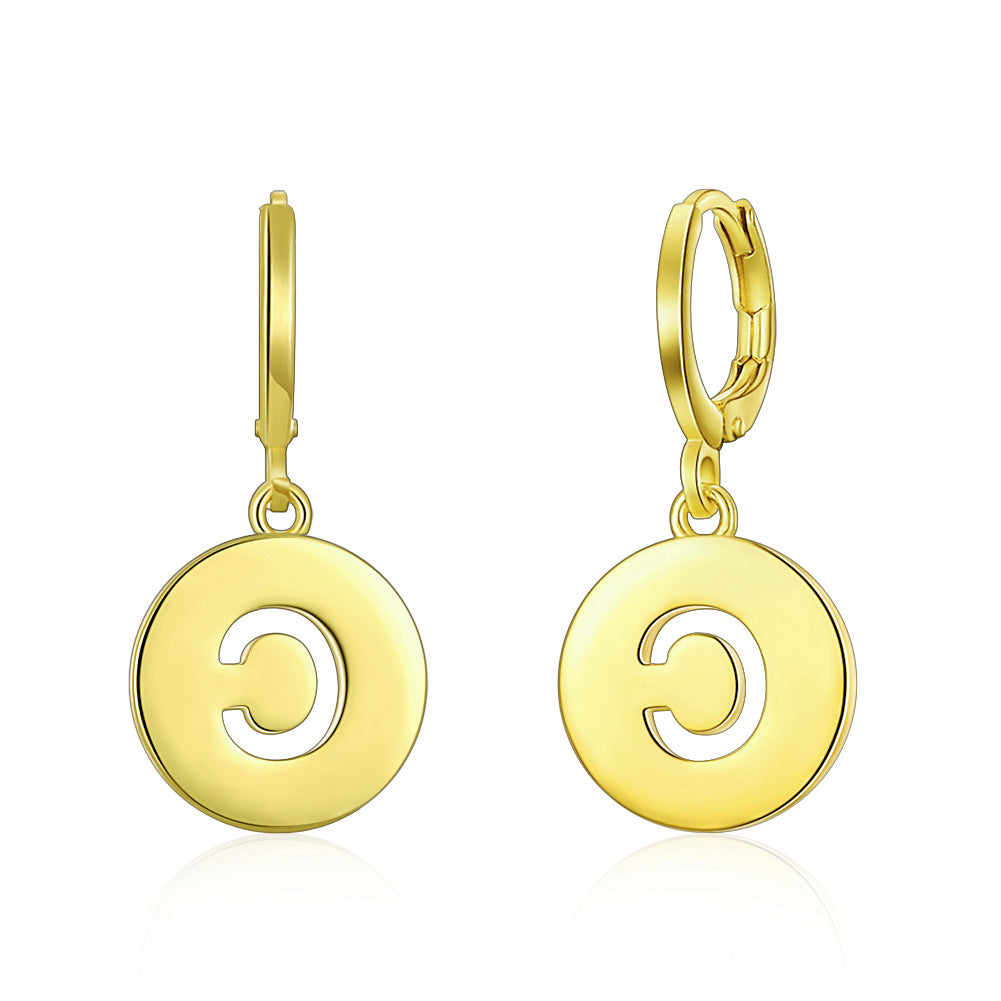 Letter C Drop Earring in 18K Gold Plated