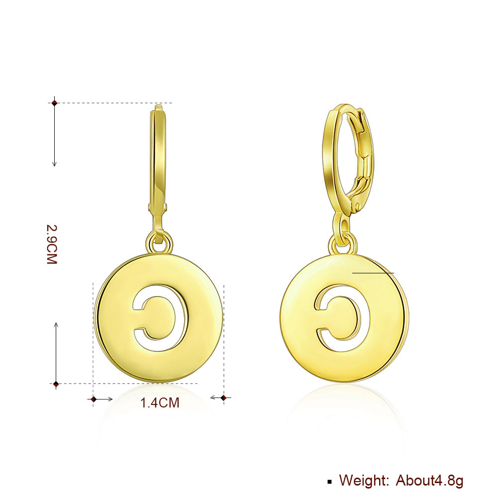 Letter C Drop Earring in 18K Gold Plated