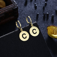 Letter C Drop Earring in 18K Gold Plated