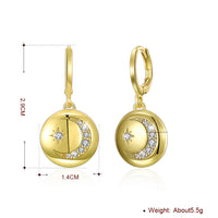 Moon and Star Drop Earring in 18K Gold Plated
