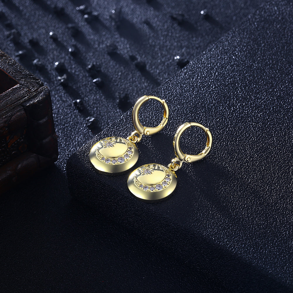 Moon and Star Drop Earring in 18K Gold Plated