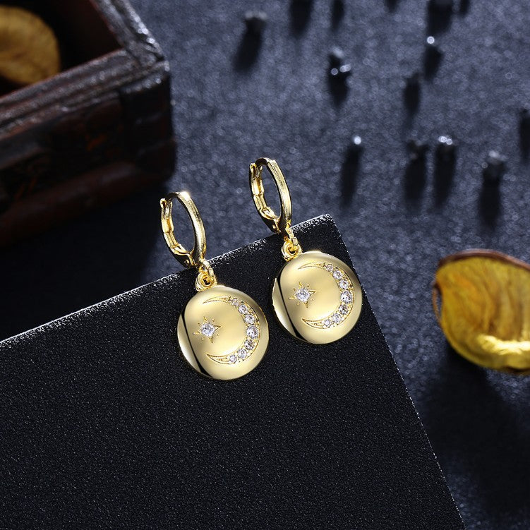 Swarovski Crystal Moon and Star Drop Earrings - Golden NYC Jewelry www.goldennycjewelry.com fashion jewelry for women