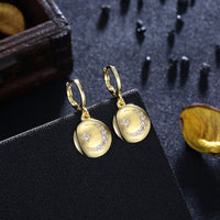 Moon and Star Drop Earring in 18K Gold Plated