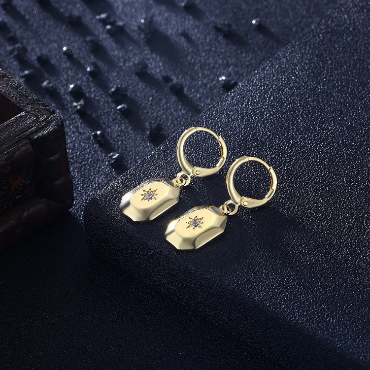 Octogon Swarovski Crystal Drop Earrings, Gold Collection, Earring, Gold, Golden NYC Jewelry, Golden NYC Jewelry fashion jewelry, cheap jewelry, jewelry for mom, 